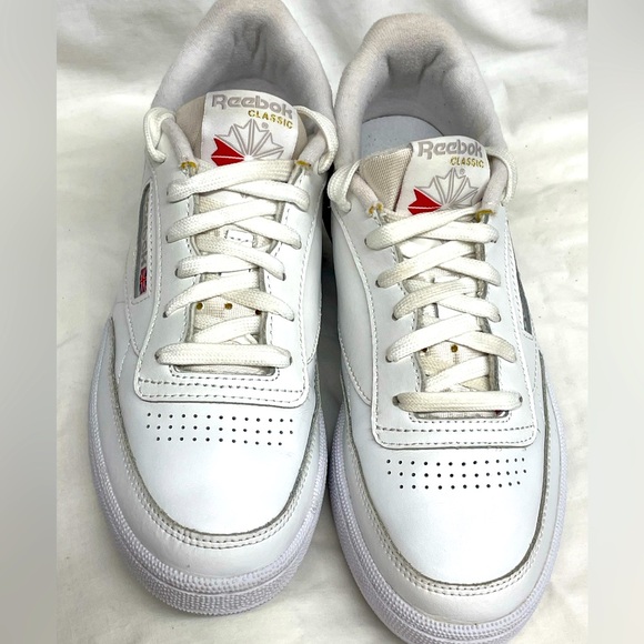 Reebok club C 85 white leather low top sneakers ladies sz 8 - Picture 3 of 9